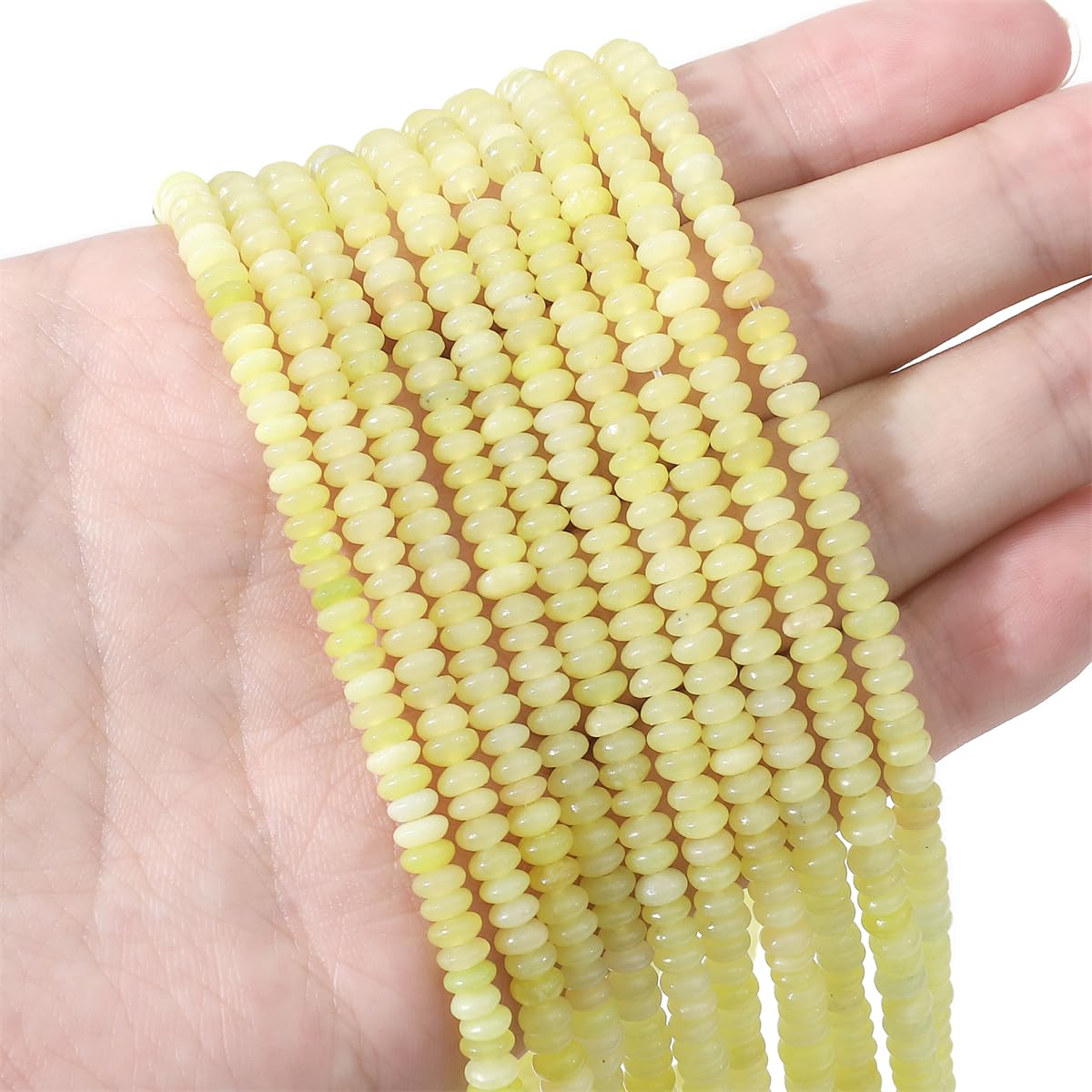 BEADIA Natural Lemon Jade Disk Stone Beads 4x2mm 160pcs Rondelle Loose Semi Gemstone Beads for Jewelry Making Design