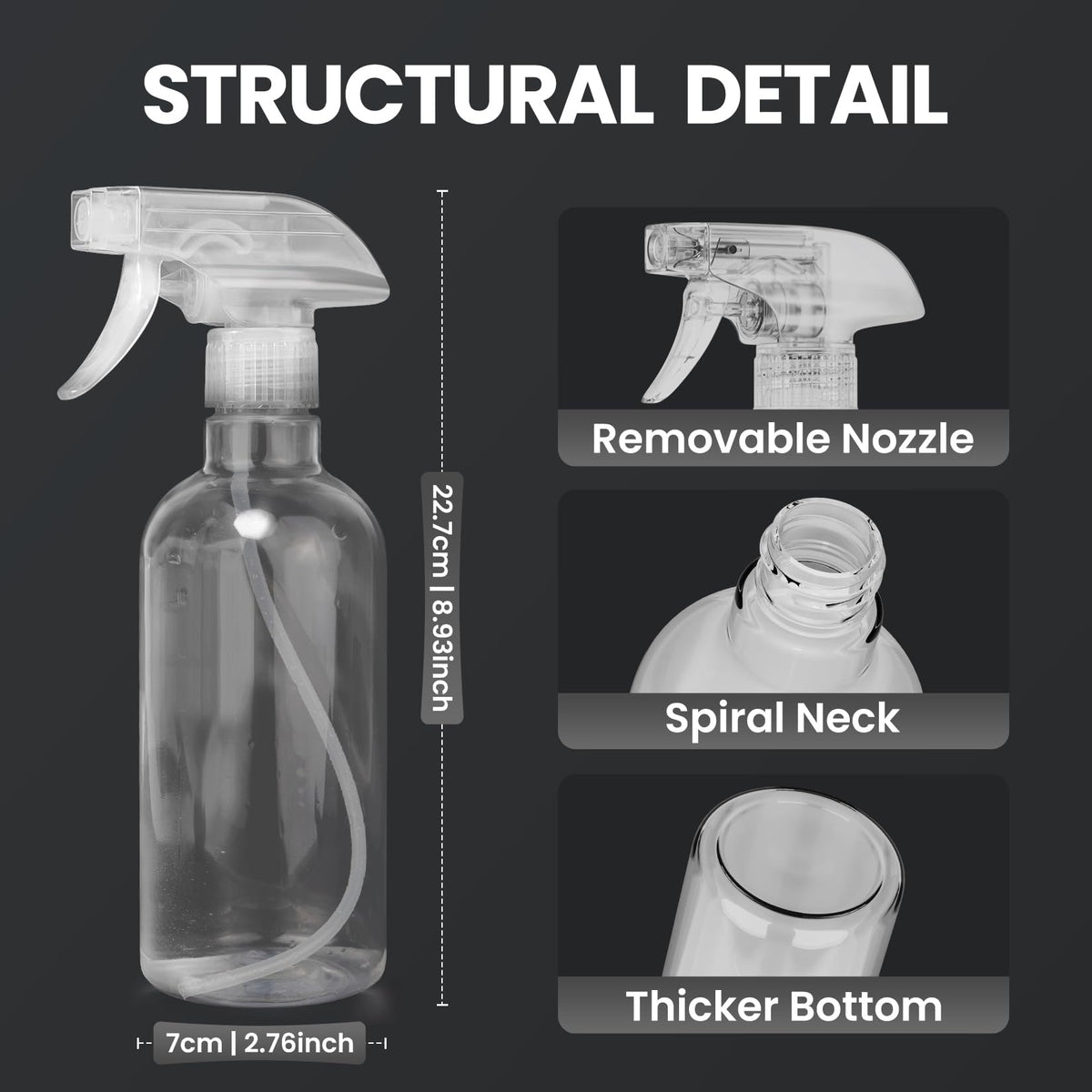2 Pack Spray Bottles for Cleaning 16.9 oz