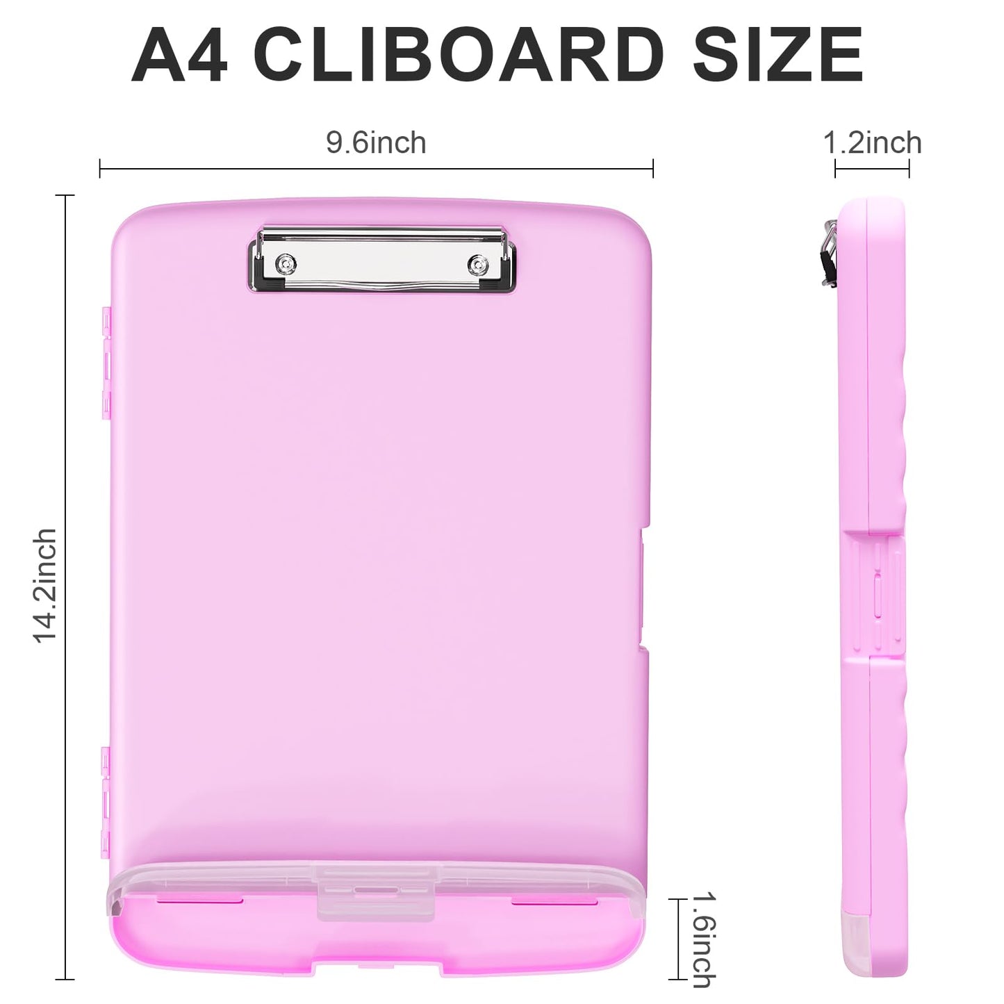 Plastic Clipboard with Storage, 8.5 x 11 Storage Organization Box Side-Opening, Heavy Duty Clip Board with Pen Holder and Paper Folder for Nurses, Teachers, Office & School Supply, Dark Pink