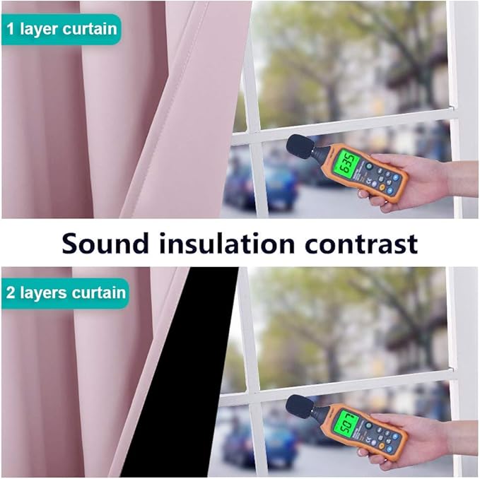 NICETOWN 100% Blackout Window Curtain Panels, Heat and Cold Blocking Drapes with Black Liner for Nursery, 60" Thermal Insulated Draperies (Lavender Pink, 2 Pieces, 37" Wide Each Panel)