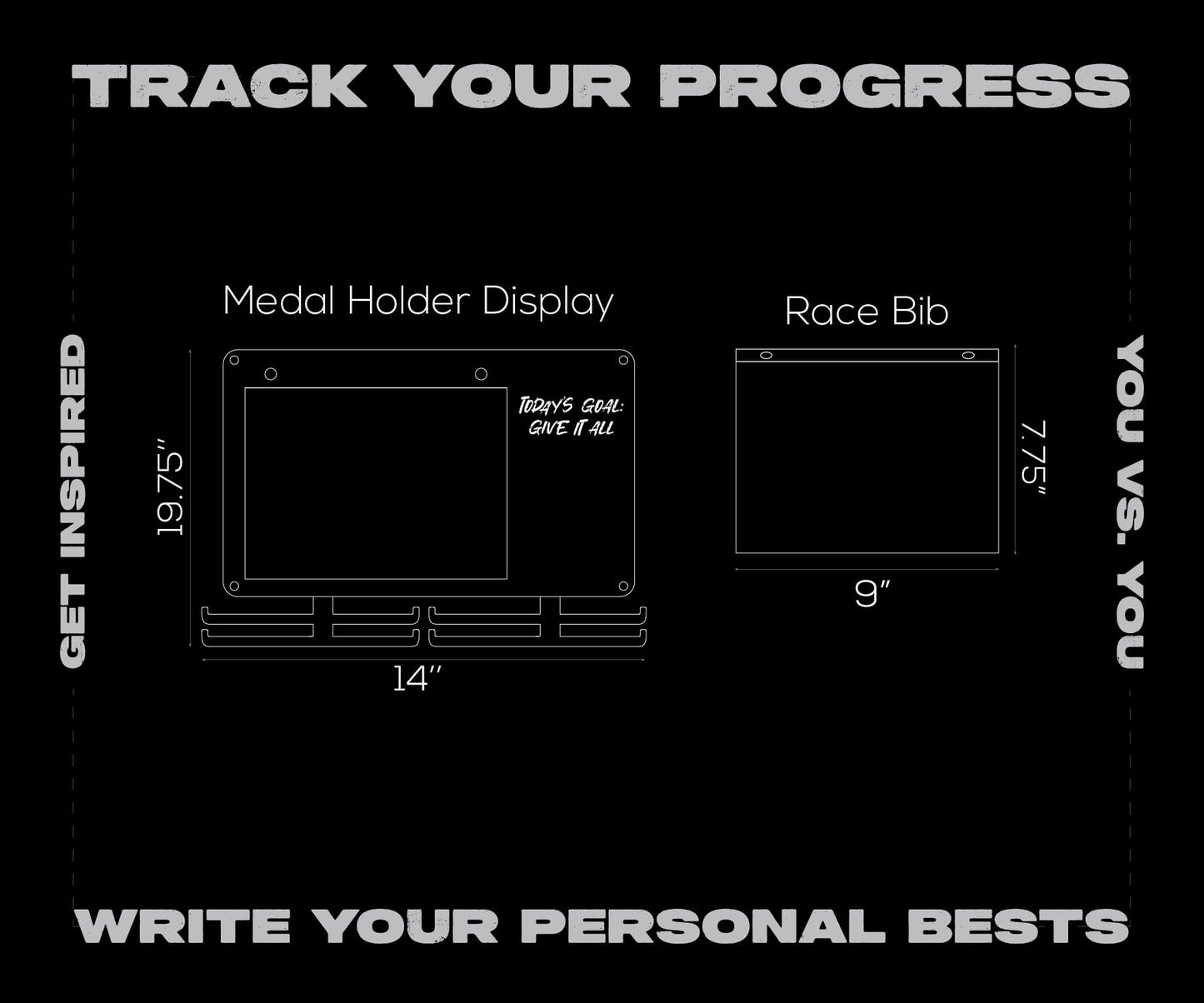 BLAUBECK Medal Hanger Display for Runners, Marathon Medal Holder Display Wall Hanger and Race Bib Boards Holder with Chalkboard Marker - Holds up to 50 Medals, 40 Race Bibs