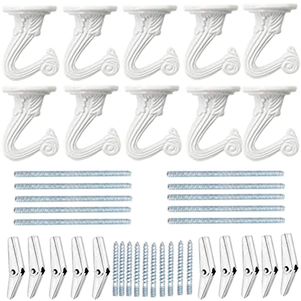 LIFEUNITE 10 Sets Metal Ceiling Hooks, White Heavy Duty Ceiling Hanging Hooks for Plant, Basket and Canopy