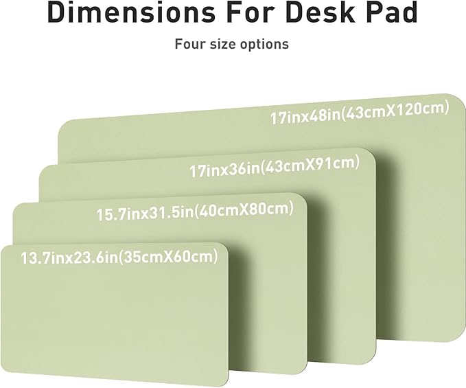 Aothia Leather Desk Pad Protector, Office Desk Mat, Large Mouse Pad, Non-Slip PU Leather Desk Blotter, Laptop Desk Pad, Waterproof Desk Writing Pad for Office and Home (48"x17", Grass Green)