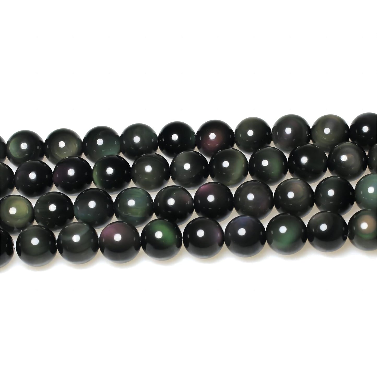 MJDCB Rare Collection Natural Stone Beads Rainbow Obsidian Round Loose Beads for Jewelry Making DIY Bracelet Necklace (10mm)