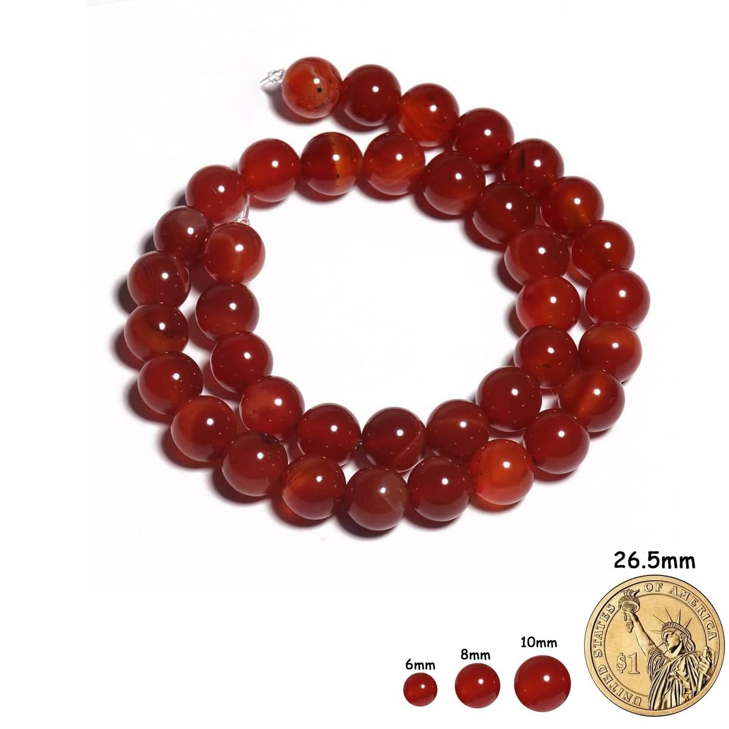Yochus 60pcs Red Onyx Agate Beads，6mm Healing Power Natural Stone Round Loose Beads for Jewelry Making Earring Necklace DIY Crafts