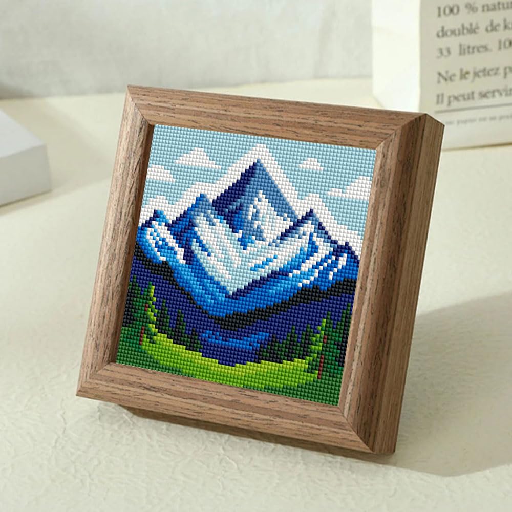 Huacan Mini Diamond Painting Kits 10 Pcs Pre-Printed Landscape Pattern Half Drill Round Diamond Art Kit for Adults Home Wall Decor