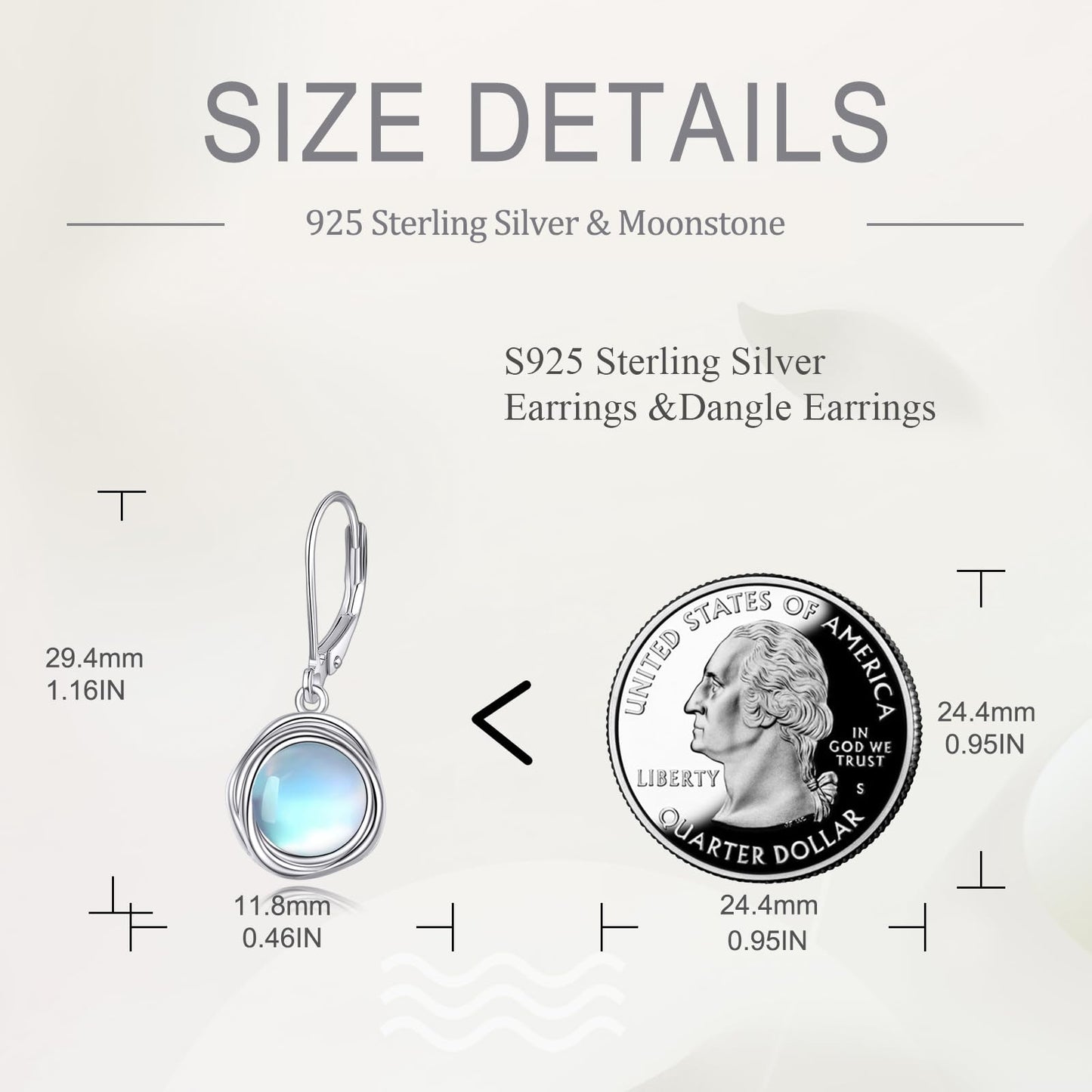 POPLYKE Moonstone Earrings Dangle for Women 925 Sterling Silver Leverback Earrings for Women Moonstone Jewelry