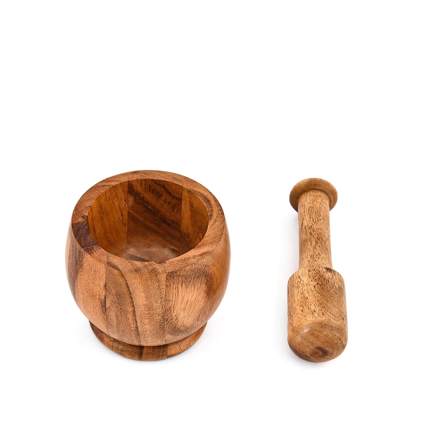 Nirman Mortar & Pestles Acacia Wood Natural Wood Spice Grinder for Herbs, Garlic, and Seasonings | Rustic Kitchen Tool (4" x 4" x3")