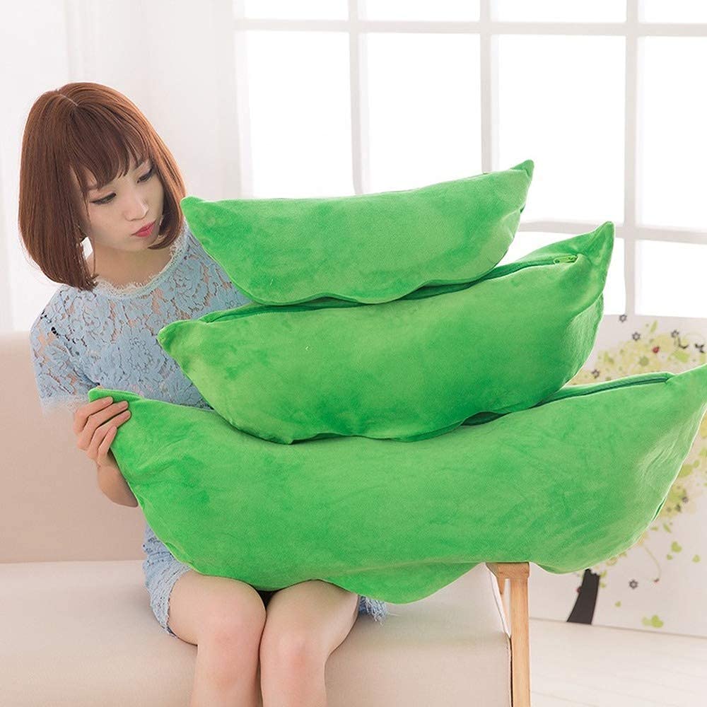 AOQI Giant Peas in A Pod Plush Toy Pea Pod Pillow Cute Pea Stuffed Toys Plant Doll Various Sizes (Green Beans,15.7''/40cm)