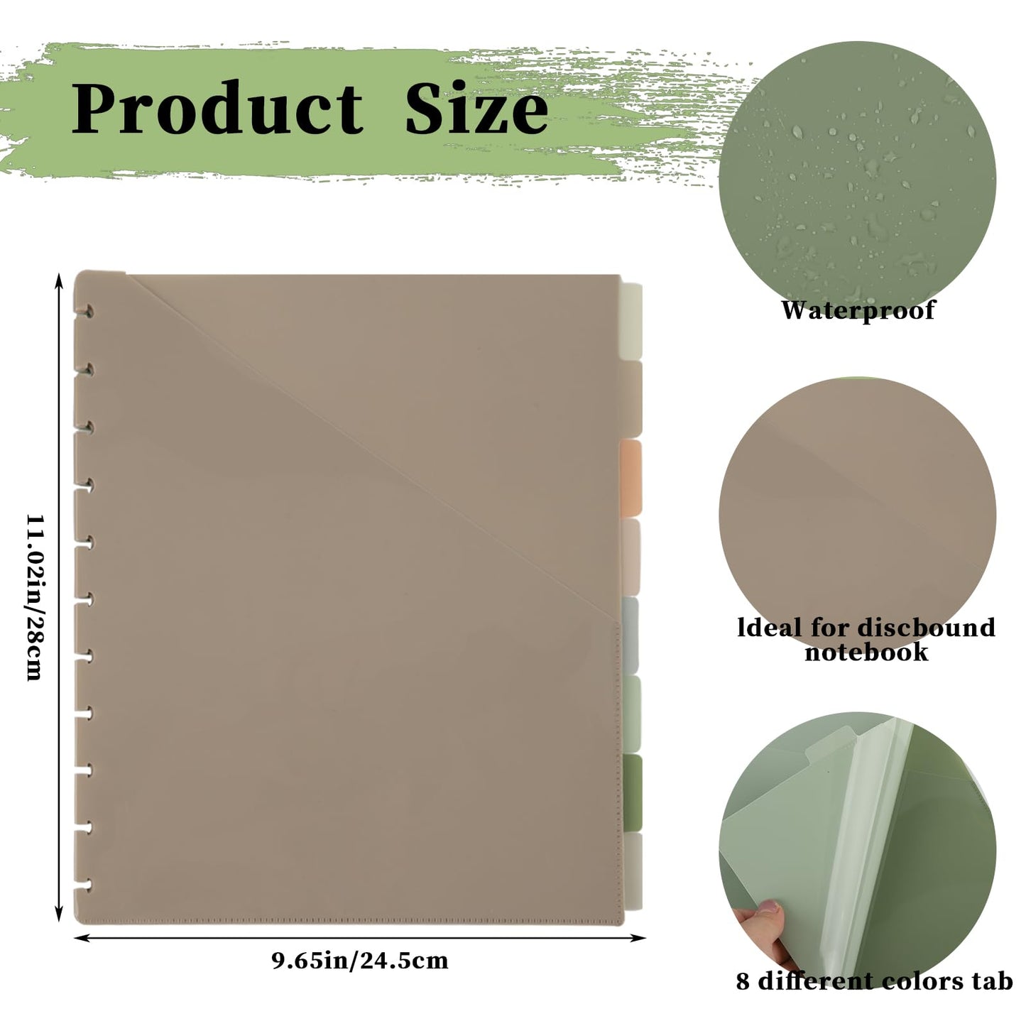 32 Pcs Discbound Pocket Dividers 8.5 x 11 Dividers with Discbound Notebook Accessories Tabs and Pockets Discbound Pocket Folders for Business School Office