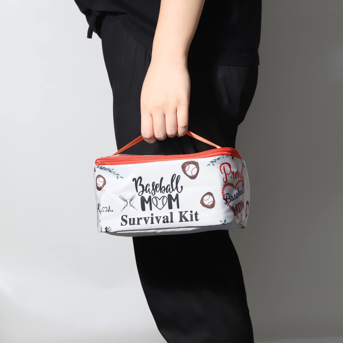 PXTIDY Baseball Mom Zipper Cosmetic Case Baseball Sport Mom Survival Kit Makeup Case Organizer Cosmetic Bag