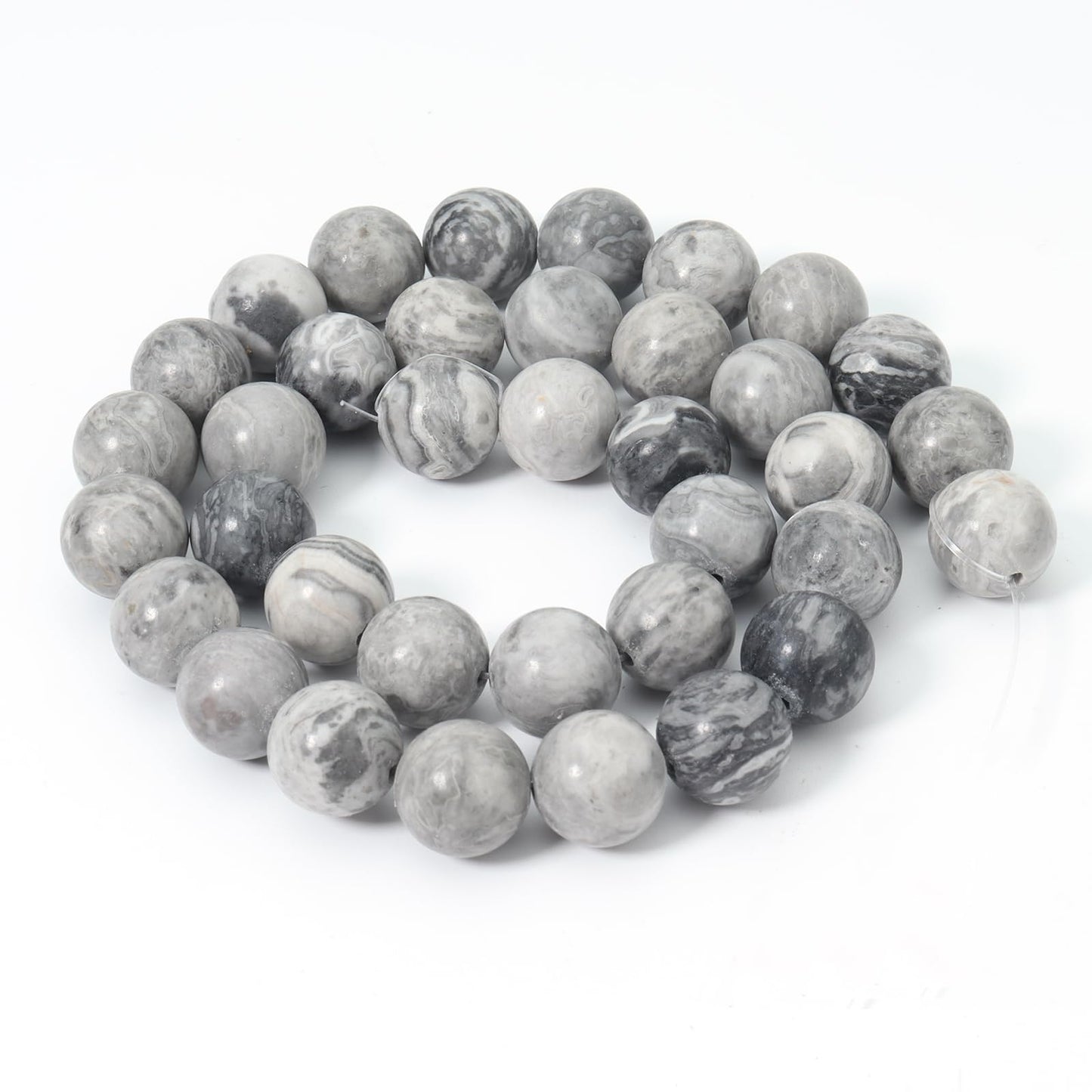 Siomia 45pcs 8mm Natural Map Jasper Gemstone Beads Energy Healing Crystal Round Loose Stone Beads for Jewelry Making, DIY Bracelets Necklaces