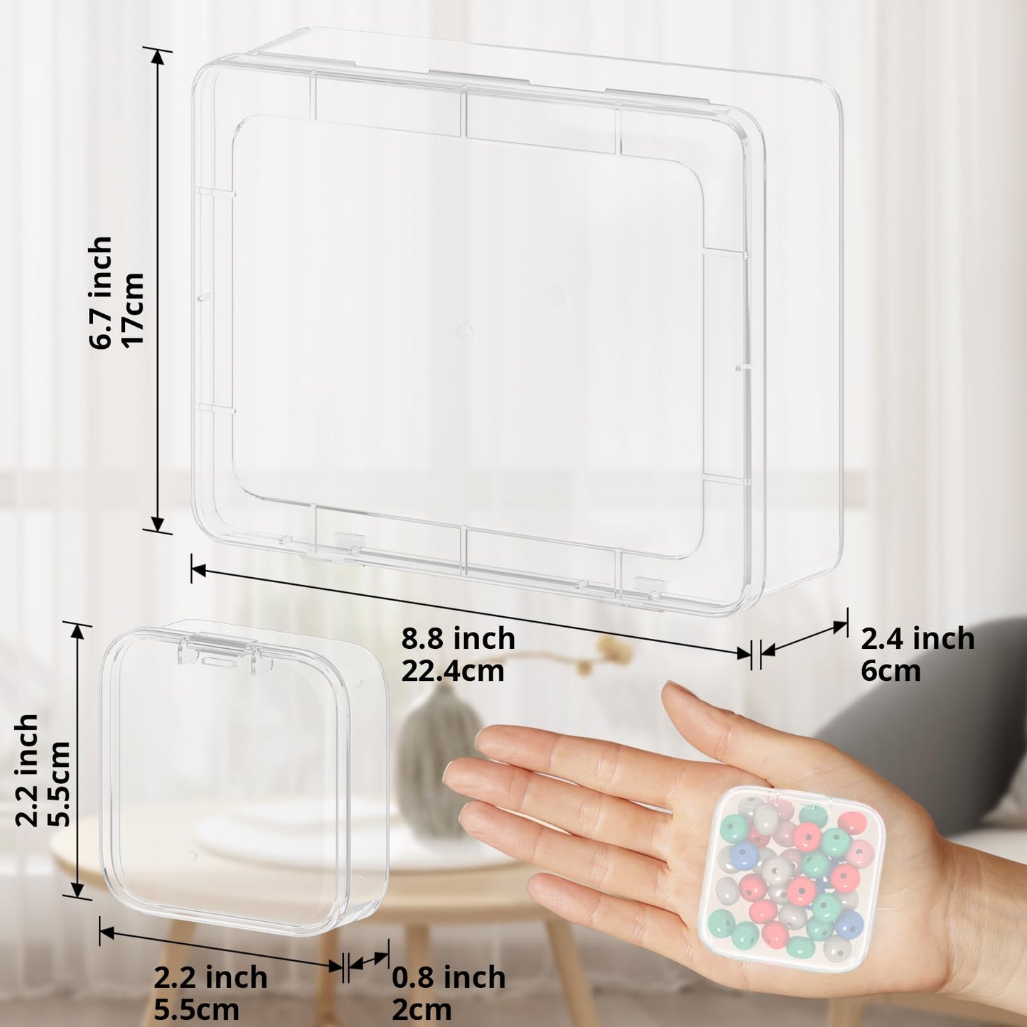 Mathtoxyz Bead Organizer Box, 90Pcs Small Bead Organizers and Storage Plastic Cases Mini Clear Bead Storage Containers Boxes with Hinged Lid and Rectangle for Bracelet Making DIY Jewelry Craft Nail