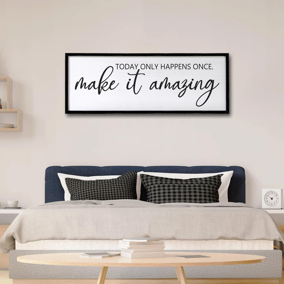 Today Only Happens Once Make It Amazing Framed Wall Art, 40''×15'' Rustic Religious Christian Lords Prayer Sign for God Jesus Christ Prayer, Horizontal Holy Inspirational Catholic Scripture Decor