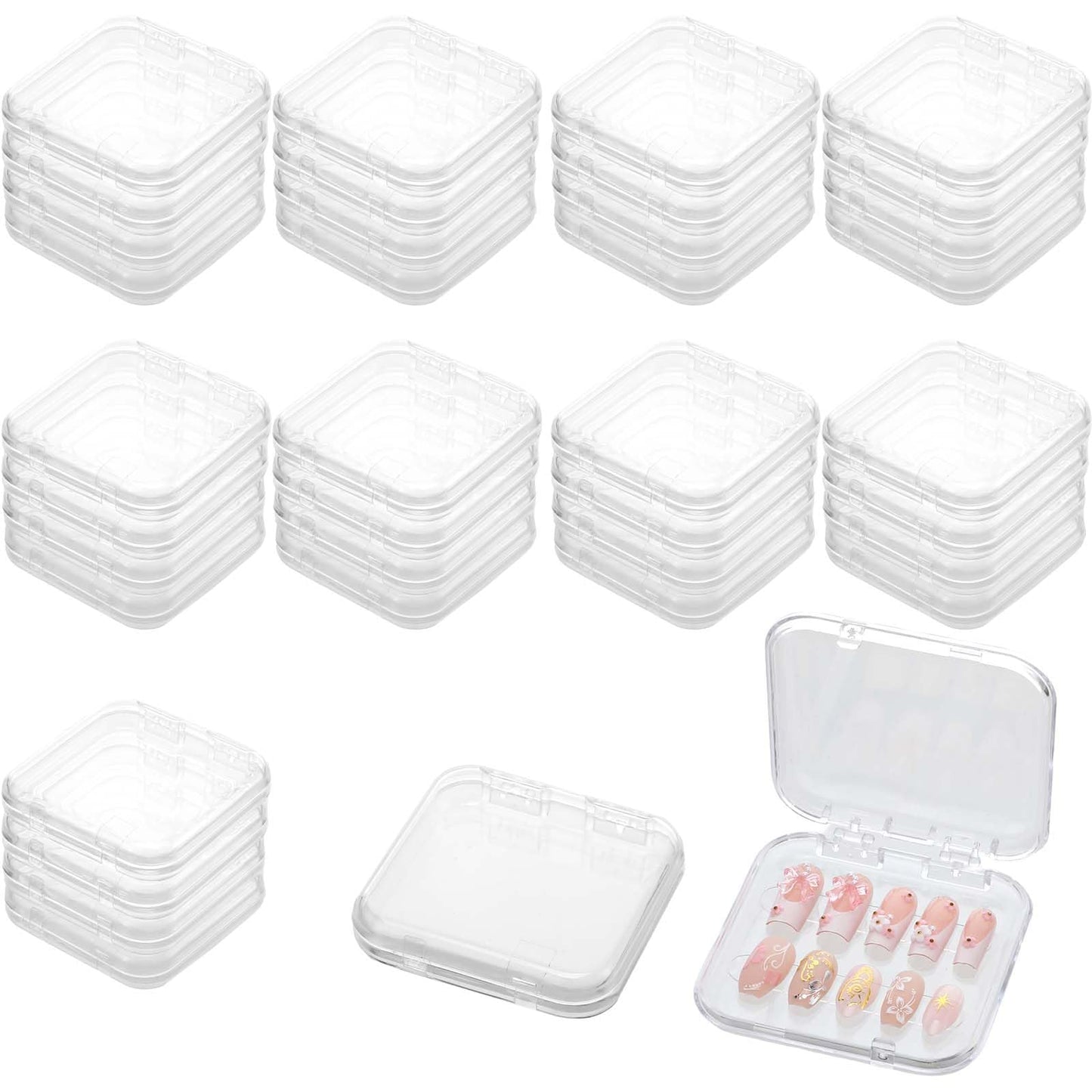Pafeooui 36 Pcs Press On Nail Storage Boxes, Storage Case, Clear Acrylic Fake Nail Organizer Container for Nails Display Salon Supplies 3x3x0.6 Inch