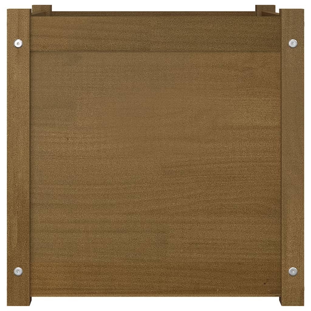 WXGTBKPR Square Garden Planter Box, 19.7-inch Solid Pinewood Outdoor Flower Pot for Patio, Terrace, and Backyard Decoration, Honey Brown