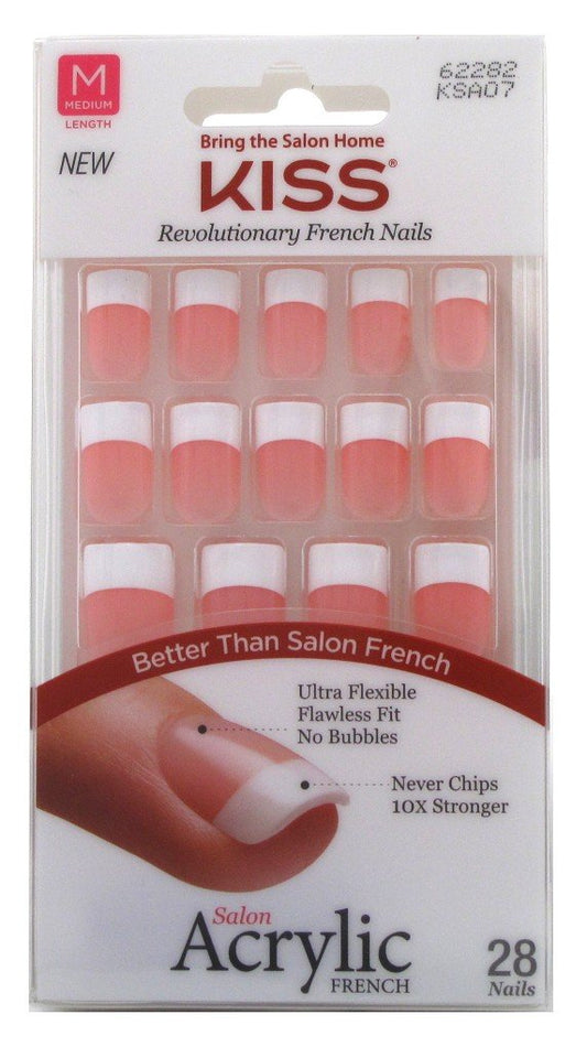 Kiss Salon Acrylic French 28 Count Medium Square Pink (Pack of 2)