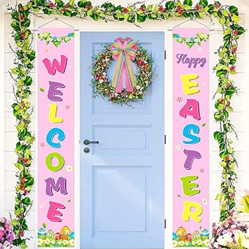 Meseey Large Easter Burlap Bow 20 x 10 Inch Wreaths Spring Bunny Rabbit Bows for Gift Wrapping Tree Topper Front Door Party Home Decorations (Bunny Bow)