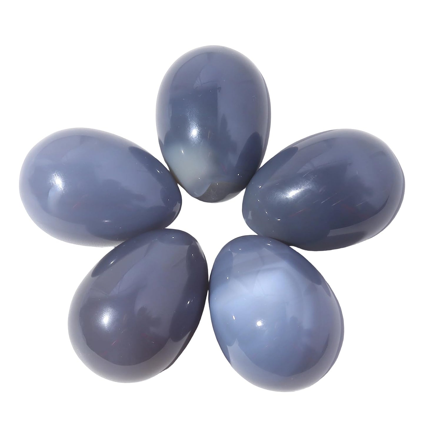 favoramulet Polished Stone Egg for Easter Day, Palm/Pocket/Worry Enegry Healing Crystal Display Sphere Figurine Fengshui, Grey Agate 1.8" x 1.3"