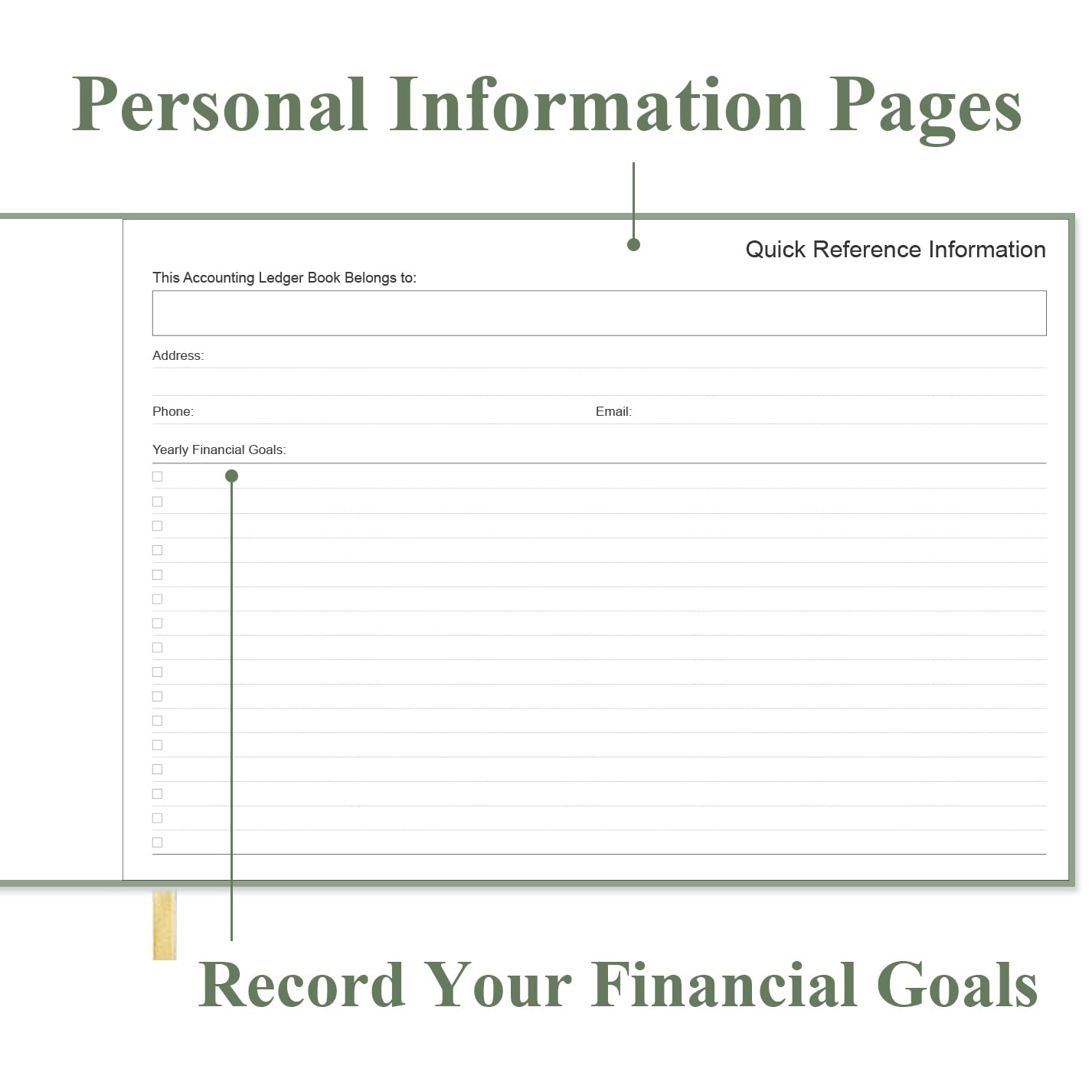 Accounting Ledger Book - Ledger Book for Small Businesses Bookkeeping & Personal Use, Expense Tracker Notebook for Tracking Money, Expenses, Deposits & Balance, 7" x 10", Green