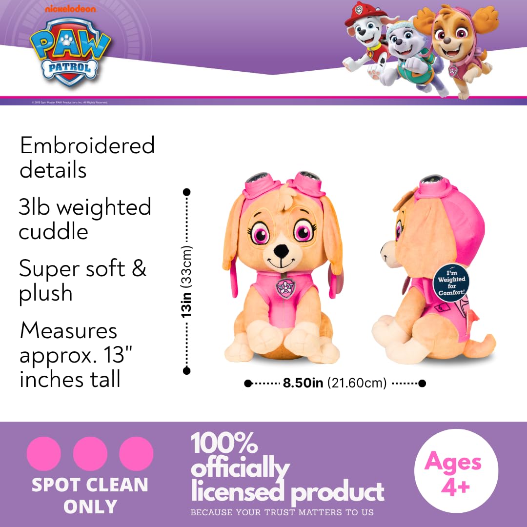 Paw Patrol Girl Skye Bedding Weighted Cuddle Pillow, 3lb Soft Plush & Cozy Pillow for Comfort, (Officially Licensed Product) By Franco Calm