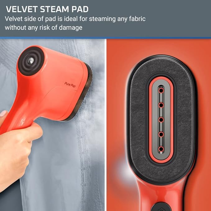 Rowenta PurePop Handheld Steamer for Clothes 1.5 Lbs 15 Second Heatup, 2.3 Oz Capacity 1150 Watts Portable, Ironing, Fabric Steamer, Garment Vacation Essentials, Travel Must Have Red DR2022 DR2022U1