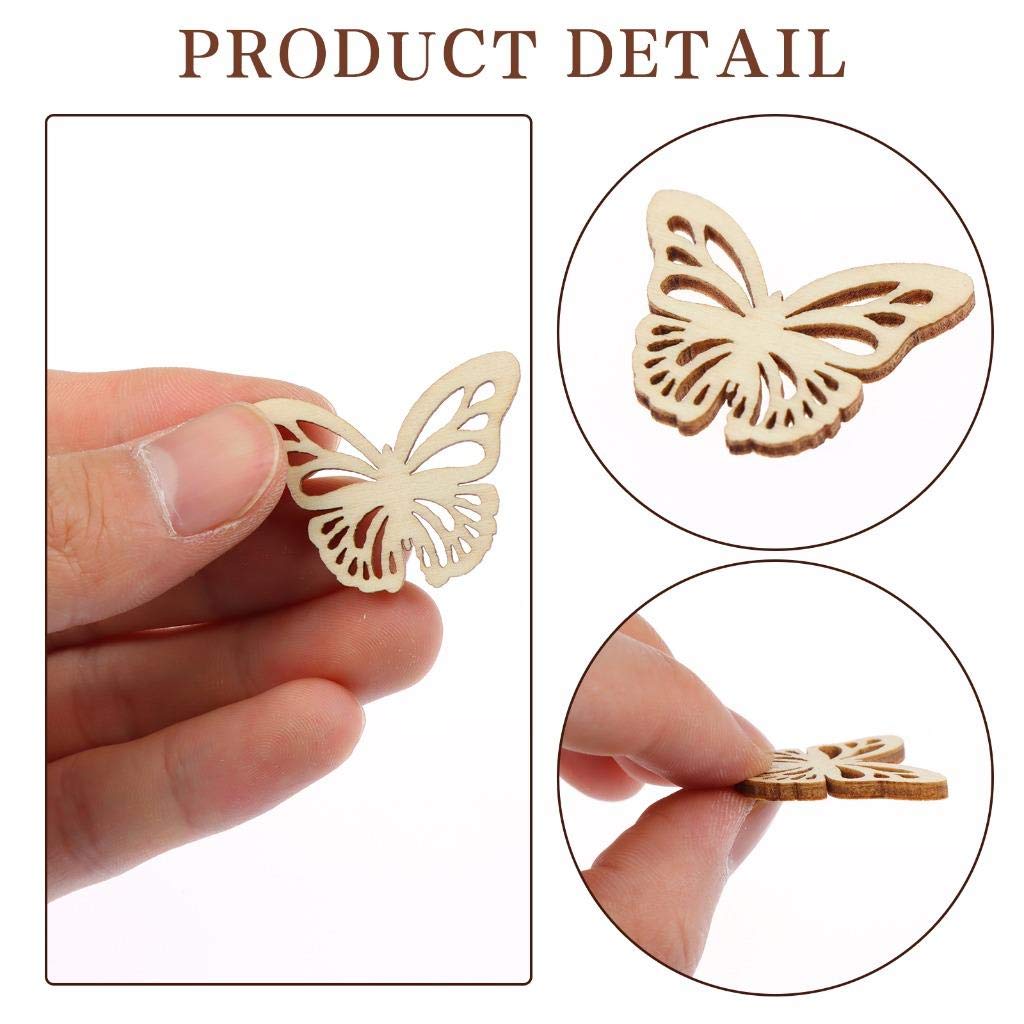 300Pcs Wooden Embellishments,Flower Butterfly Shape Wooden Cutouts Wooden Scrapbooking DIY Handmade Crafts Children Graffiti Home Decor Wooden Crown Pieces Discs Wood Slice Ornament Manual Accessories
