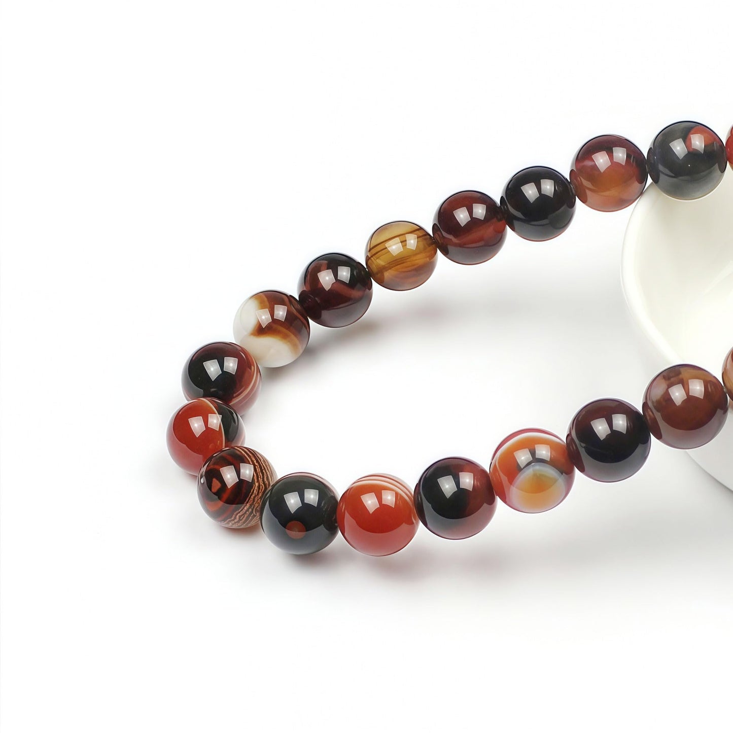 MJDCB Red Coffee Agate Beads Natural Agate Stone Round Loose Beads Ball Handmade Jewelry Bracelet Making DIY (10mm)