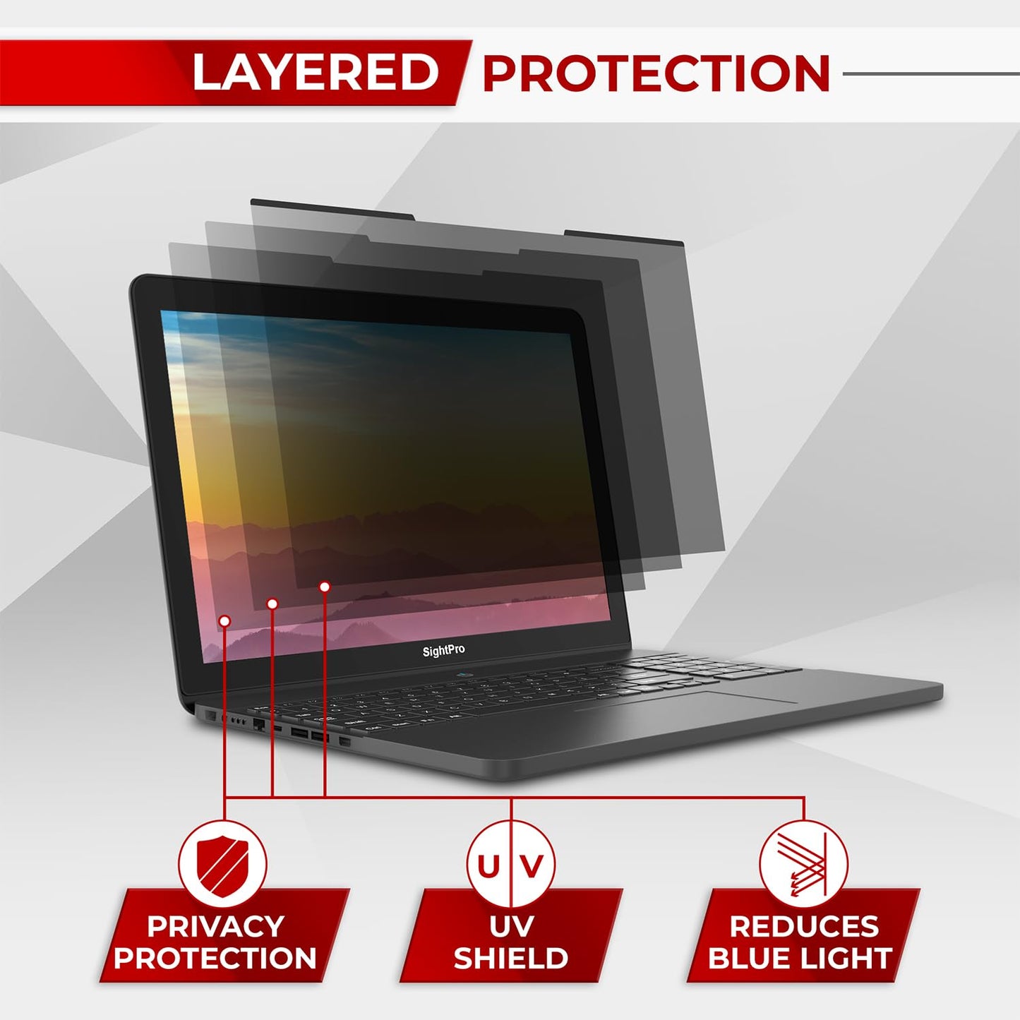 SightPro Magnetic Laptop Privacy Screen 14 Inch 16:9 - Patented Removable Laptop Privacy Filter Shield and Protector