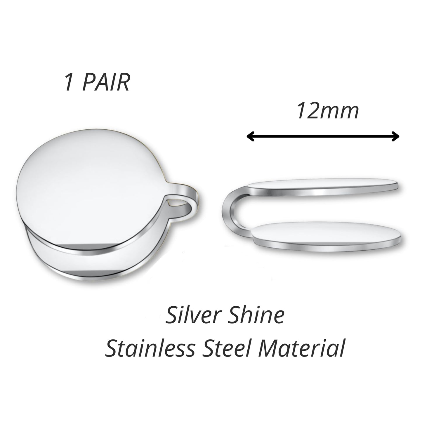 12mm Keloid Pressure Earrings for Women and Men | Clip on Compression Earring for Swelling Keloids | Acupressure Earrings for Her (Silver)