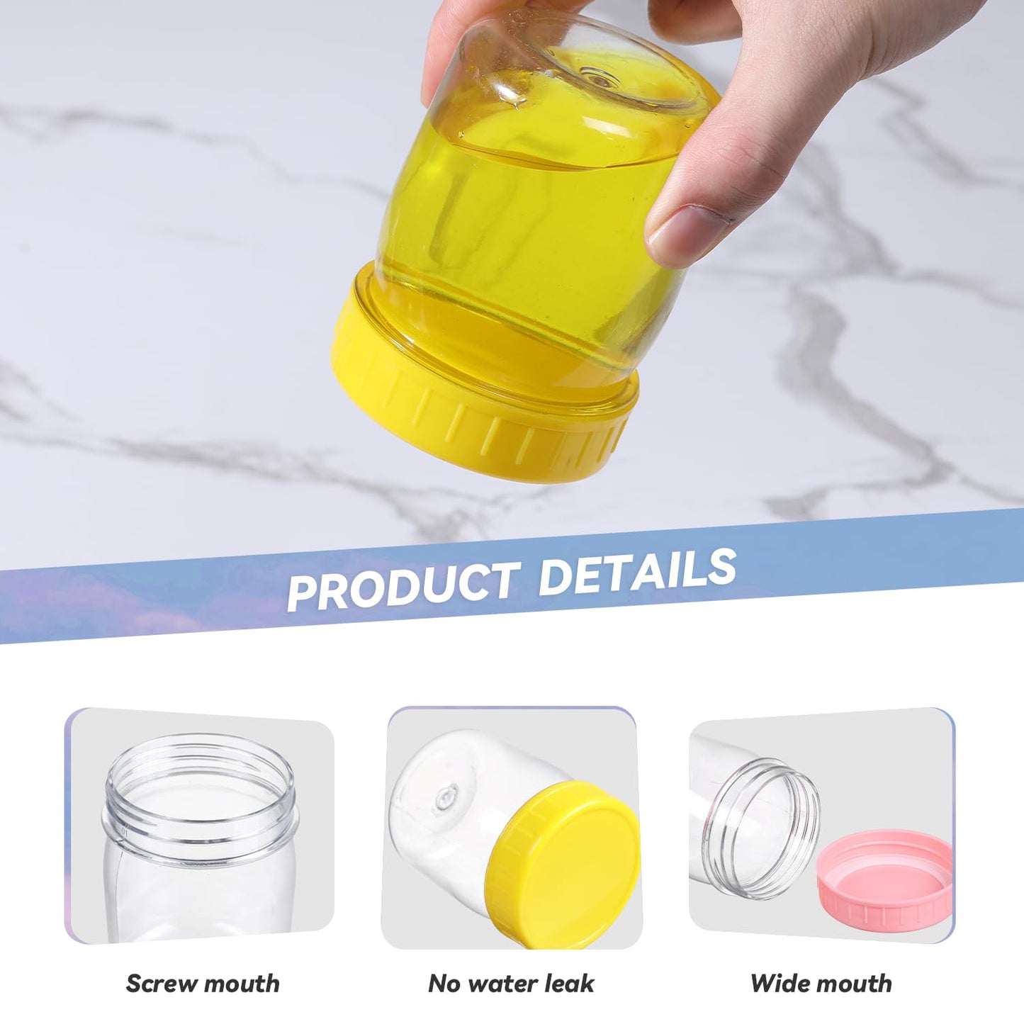 Novelinks 8 oz Plastic Mason Jars with Colorful Screw-On Lids – 16 Pack Clear Leakproof Storage Containers for Pantry, Crafts, Snacks, Spices – BPA-Free & Reusable
