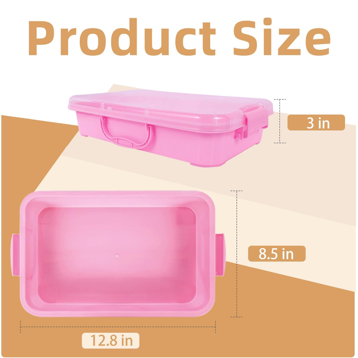 3 Pcs Plastic Sensory Bins-Portable Sandbox Container with Handle & Clear Lid-Stackable Play Tray for Kids Storage Sand,Toys & Crafts-Organizing Container for Home,Office and More(Green+Blue+Pink)