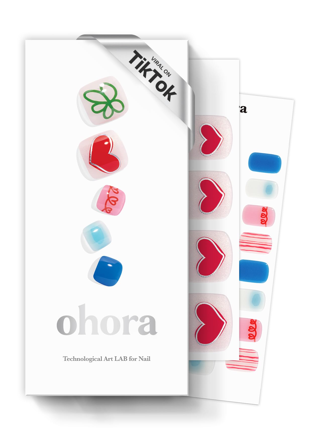 ohora Semi Cured Gel Pedi Strips (P Happy Go Lucky) - Mixed Colors, Works with Any UV/LED Lamps, Salon-Quality, Long Lasting, Easy to Apply & Remove - Includes 2 Prep Pads, Nail File & Wooden Stick