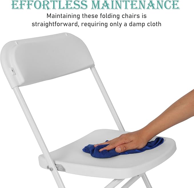 30 Pack White Plastic Folding Chairs, Portable Stackable Commercial Party Folding Chairs with Steel Frame 350lbs for Home Office Outdoor Indoor Office Wedding Party Events