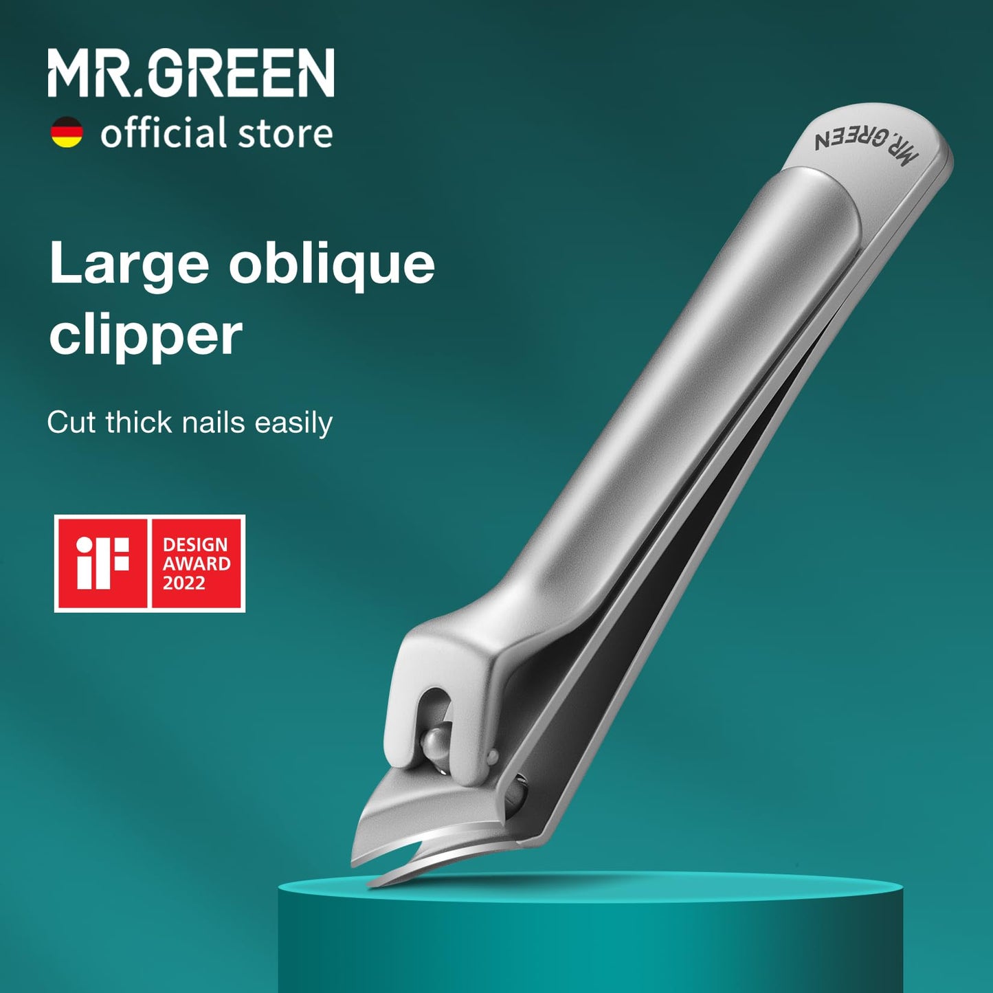 MR.GREEN Oblique Toenail Clipper Stainless Steel Pedicure Tools Good at Cutting Thick and Hard Nails Professional Ingrown Nail Cutter (Nail Clipper)