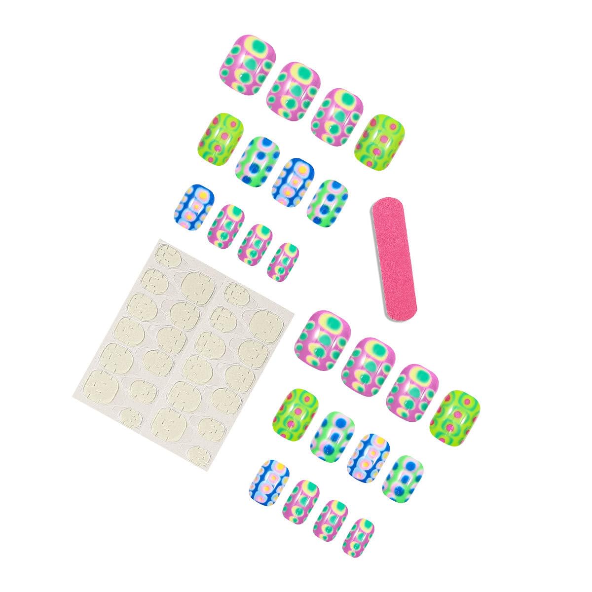plalely Square Press on Nails Short Gradient Fake NailSnakeskin Style Acrylic Nail Press ons Stick on Nails for Women 24pcs