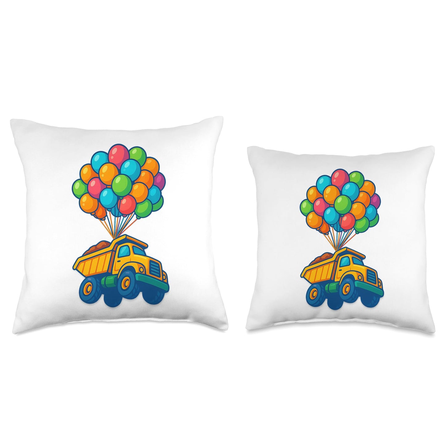 Flying Cartoon Dump Toy Lover Balloons Funny Construction Throw Pillow