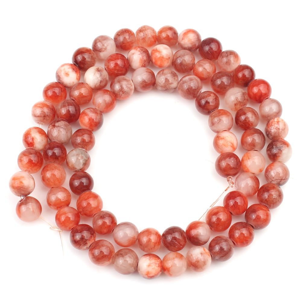 Yochus 60pcs 6mm Red Persian Jade Energy Healing Round Bulk Gemstone Beads for Jewelry Making Bracelet Necklace Earring DIY