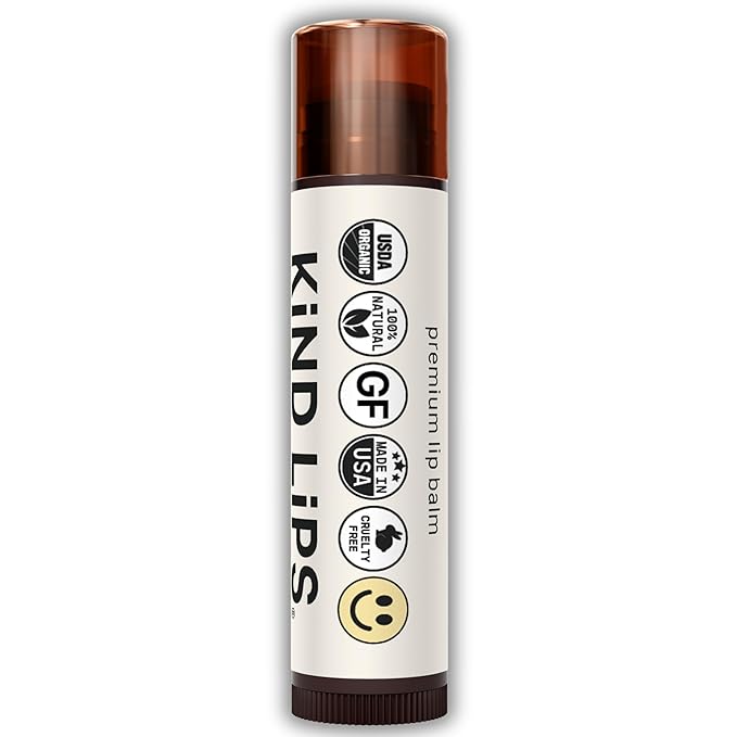 Kind Lips Organic Georgia Peach Lip Balm 2-Pack - Natural Cruelty-Free Moisturizer, Gluten-Free, Made in USA