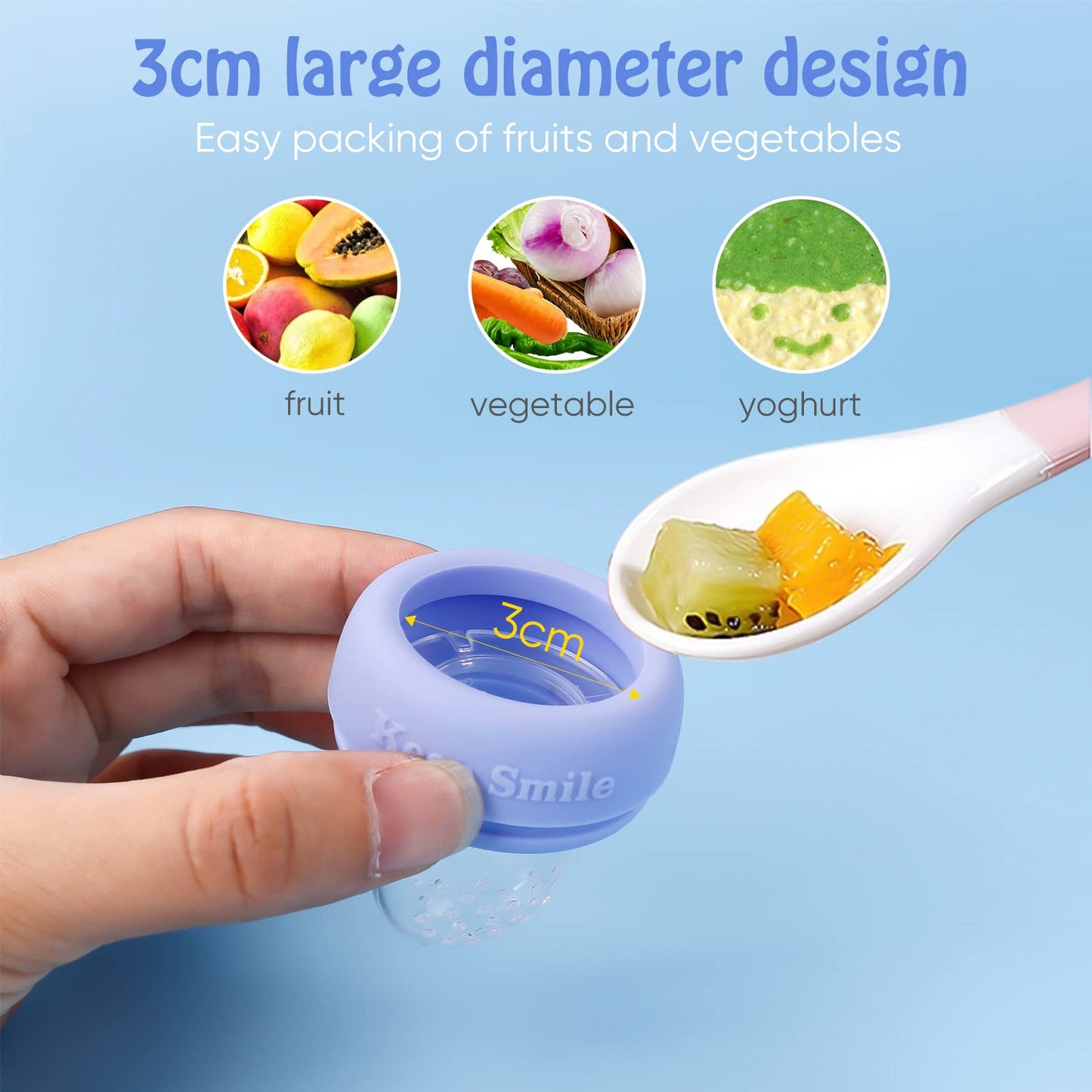 Baby Solids/Frozen Fruit Feeder Pacifier, Infant Teether Toy 4M+, BPA-Free Silicone Pouch & Nipple, Safely Introduce Solids, Teething Relief, 2-Pack