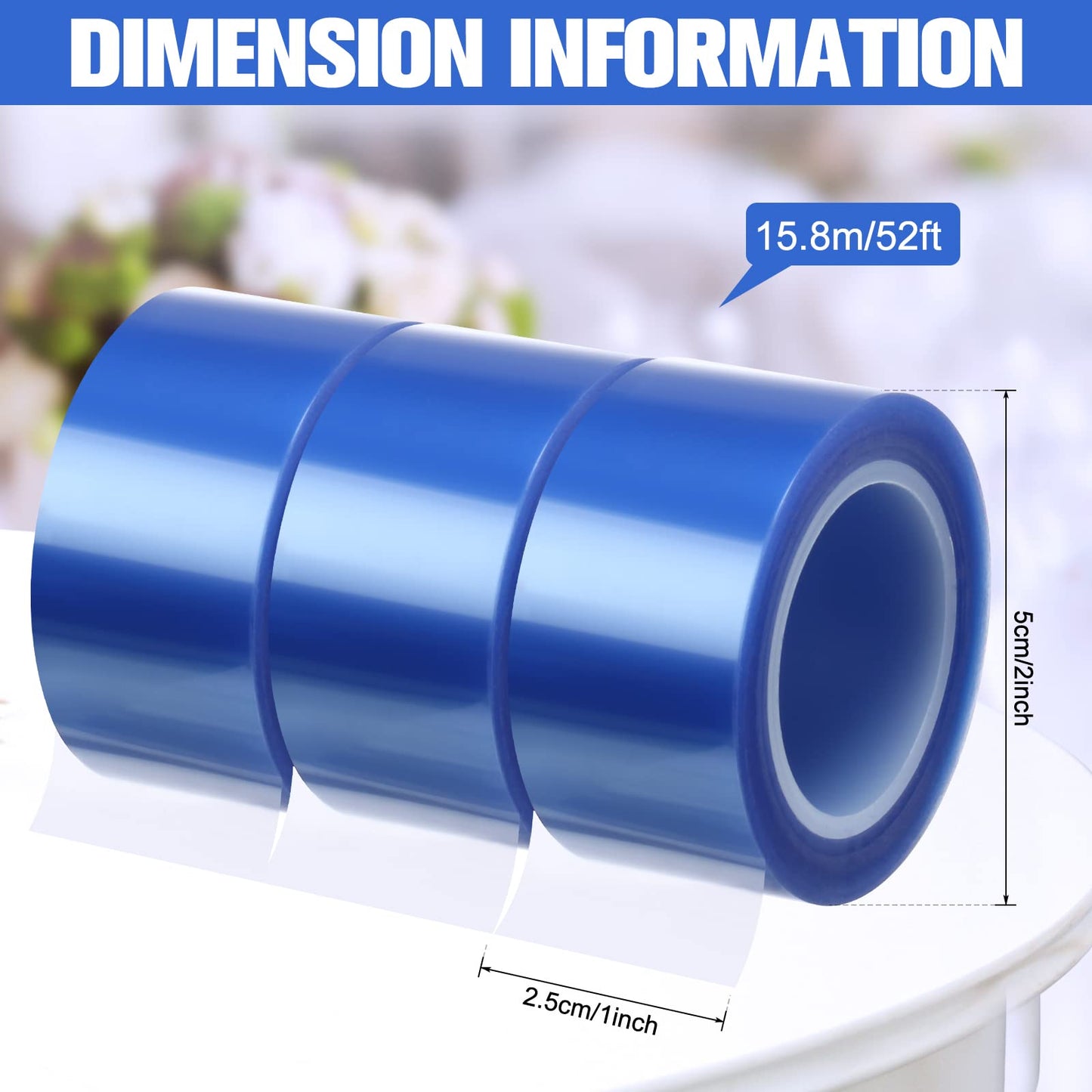 Jadive 10 Rolls Sublimation Heat Crafts Tape, 1 Inch x 52 ft Small Blue Thermal Sublimation Heat Resistant Transfer High Temp Tape, up to 392 Degrees Fahrenheit