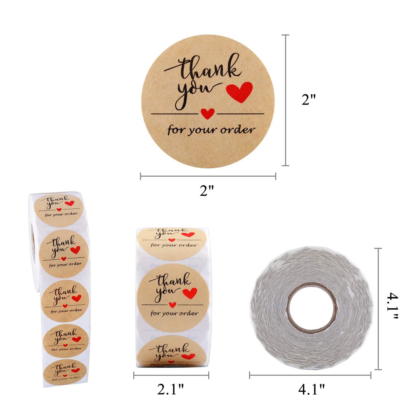Lpraer 1000Pcs 2" Thank You for Your Order Stickers Roll Retro Adhesive Thank You Label for Packaging,Small Business,Envelopes,Cards,Letters,Boxes