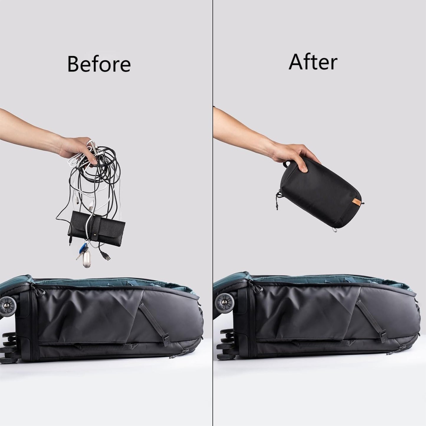 PGYTECH Travel Tech Organizer, Waterproof Tech Bag, Electronics Accessories Organizer Travel Carrying Case, Organizer Bag for Cables, Cord, Phone Batteries, Charger,Photography SD Card, Black