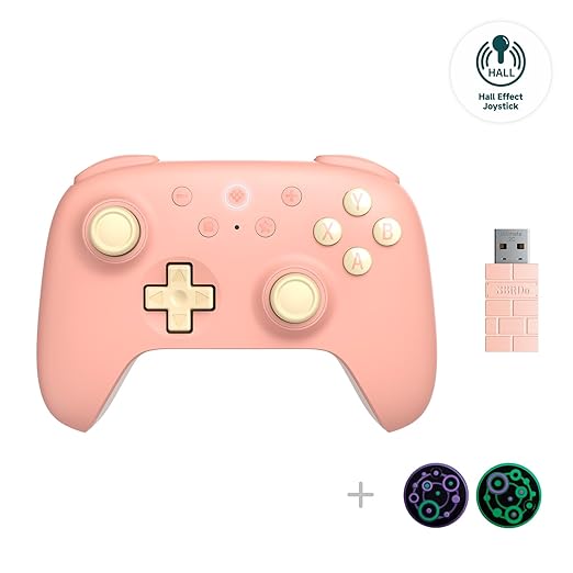 8Bitdo Ultimate 2C Hall Effect Joysticks and Hall Triggers Wireless Controller for Windows PC and Android, with Remappable L4/R4 Bumpers, Turbo function & Rumble vibration (Peach)
