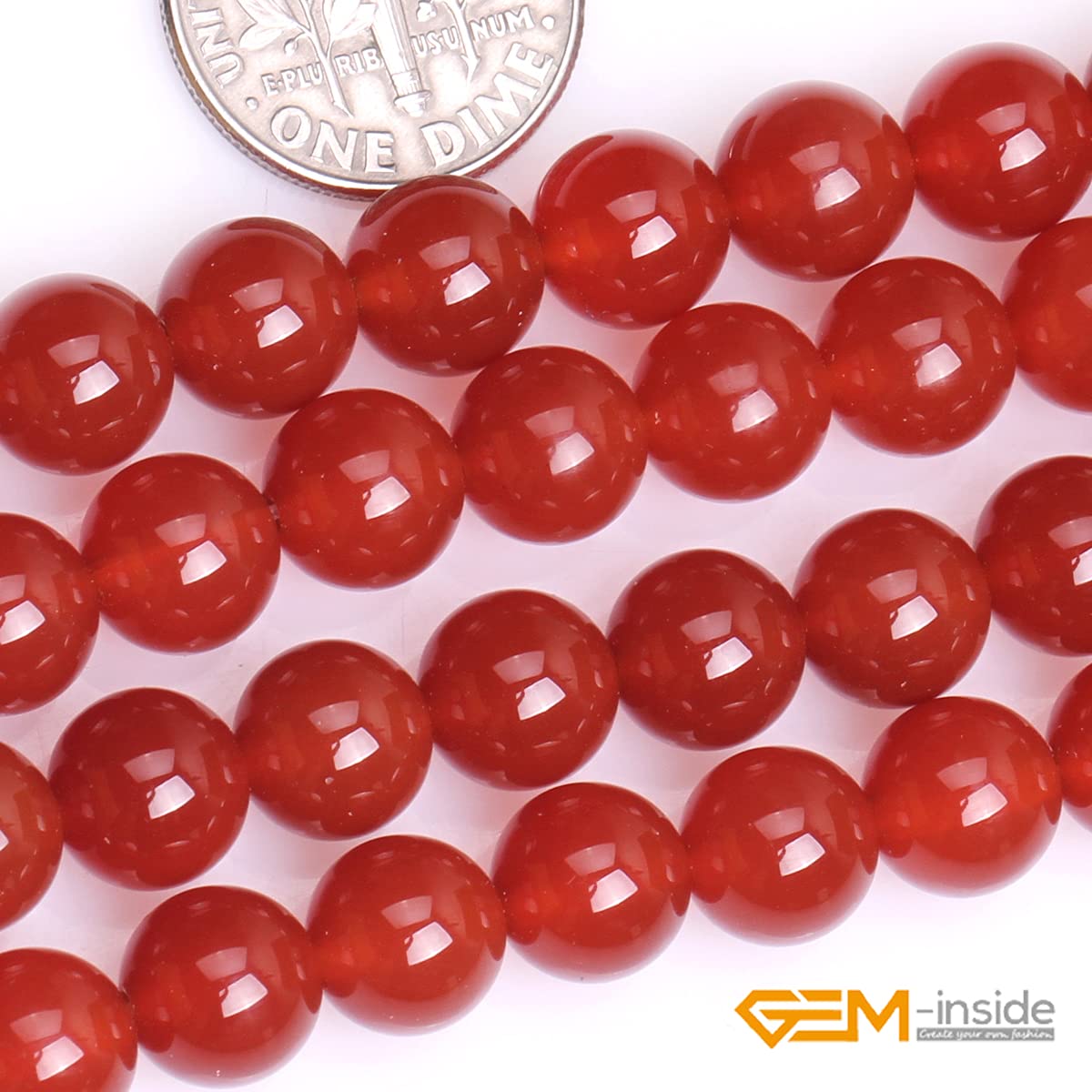 GEM-Inside Carnelian Red Agate 8mm Gemstone Loose Beads Natural Round Crystal Energy Stone Power for Jewelry Making 15"