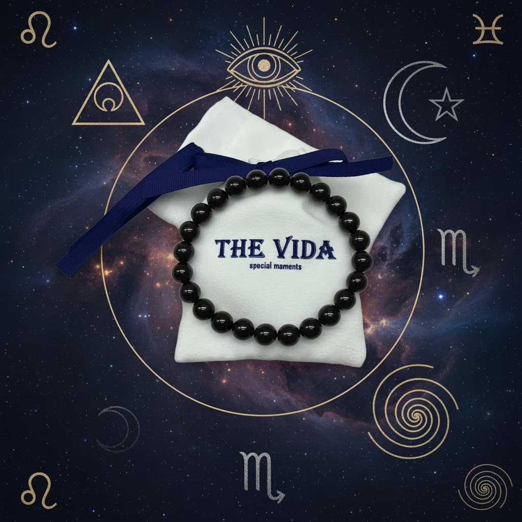 The Vida Handmade AAA+ Quality Crystal Stretch Elastic Bracelet - Nature Gemstone - Jewelry Gift - Holiday Gift - For Women & Men (Shungite)