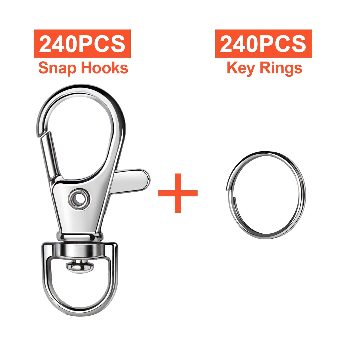 LEOBRO 480PCS Lobster Claw Clasps and Key Rings, Keychain Making Kit - 240PCS Keychain Clips and 240PCS Key Chain Ring, Split Rings, for Key Chains, Crafts, Lanyard, Key, Jewelry Making