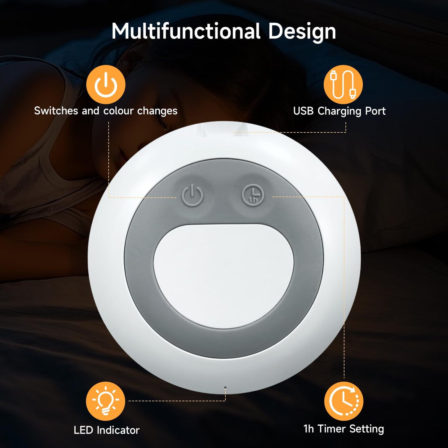 Tyute Baby Night Light, Nursery Night Lamp with 8 RGB Colors Changing, Soft BPA Free Silicone Touch Night Light for Kids Room Breastfeeding, 1h Timer, Rechargeable & Stepless Dimming