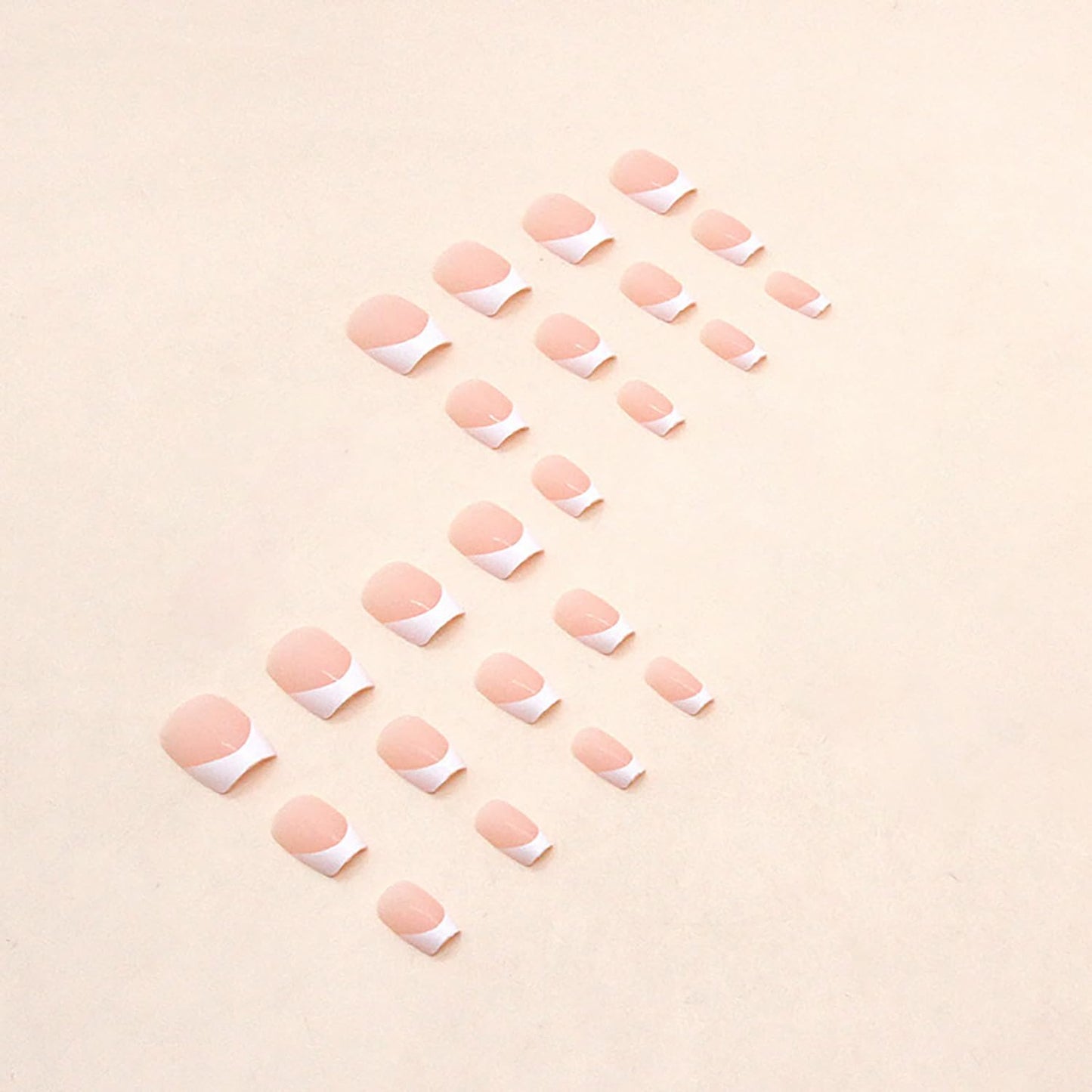 MABKJLF Extra Short Square French Tip Fake Nails White Full Cover Glue on False Cute Acrylic Press on Handmade Stick on Artificial Nails for Women Girls 24Pcs
