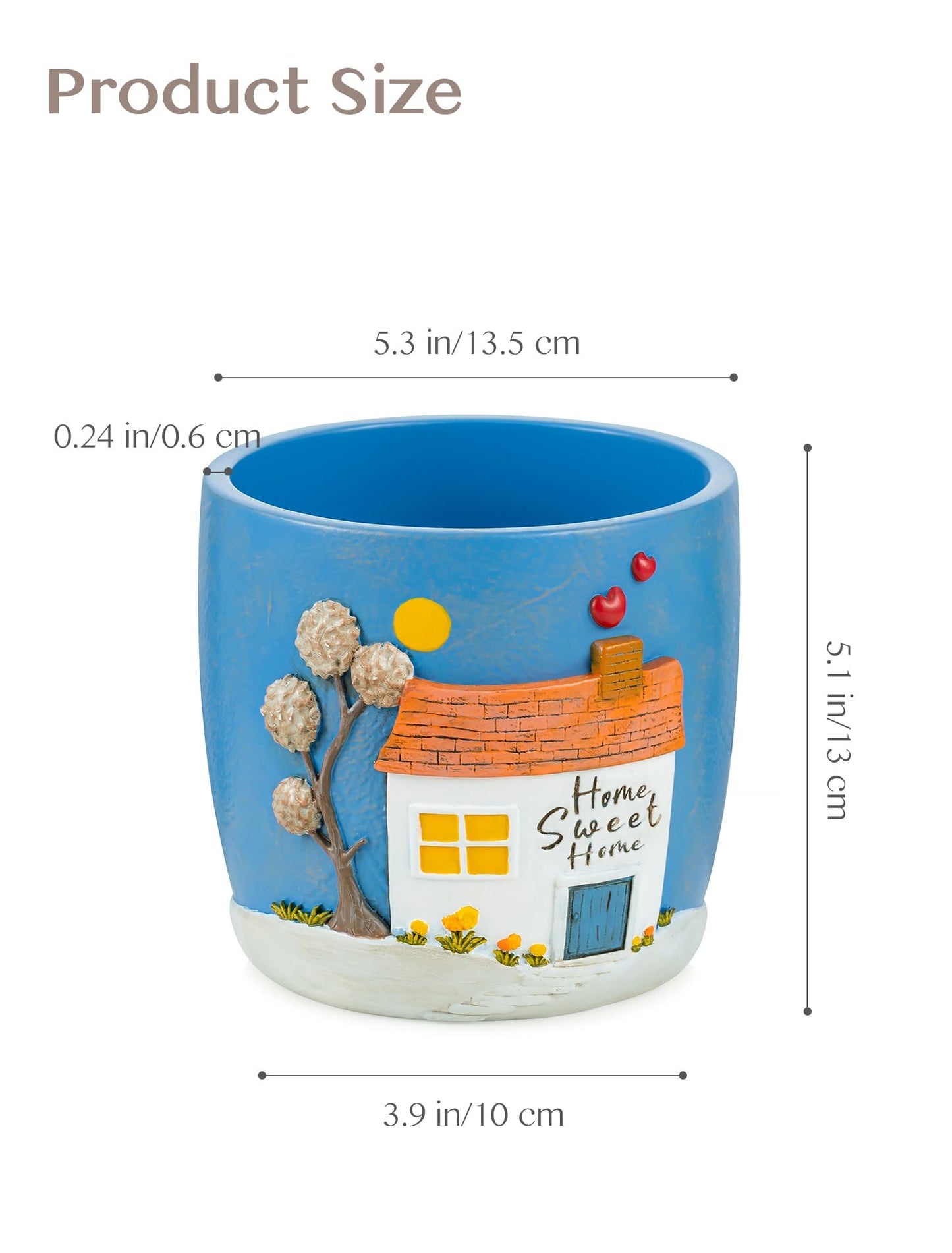 Afigurna New Home Gift Ideas: New Home Apartment Plant Gift for Plant Lover - 5.3in Hand-Painted 3D Art Planter - Gardening House Warming Present for Christmas
